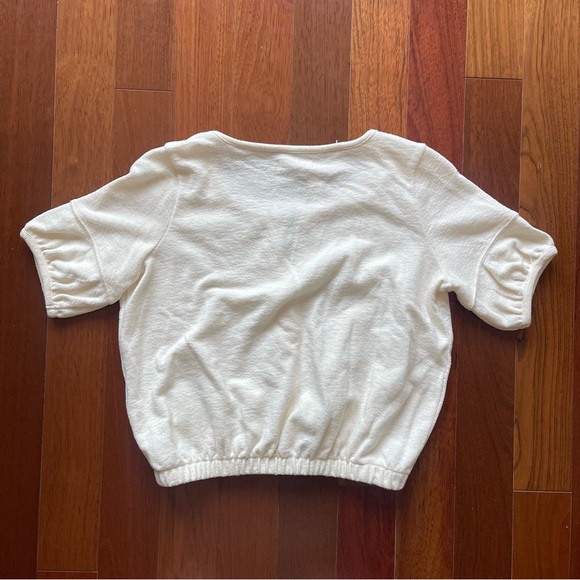 Madewell White Terry Button Down Short Sleeve Blouse - Picture 4 of 4